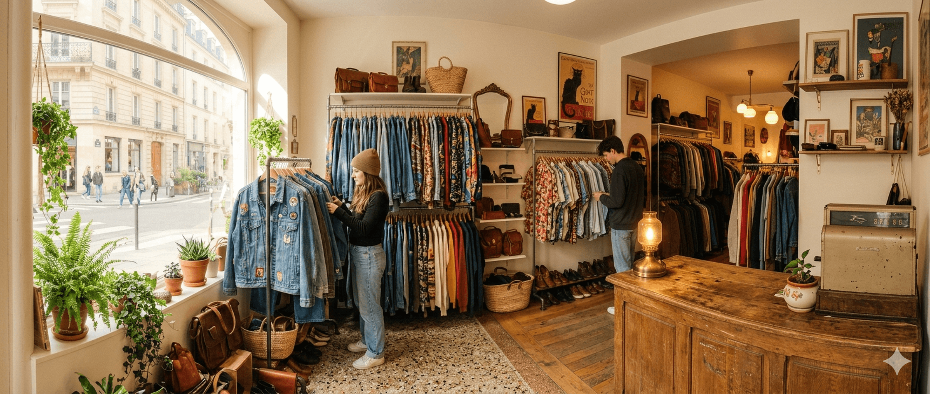 Intérieur d'une friperie parisienne